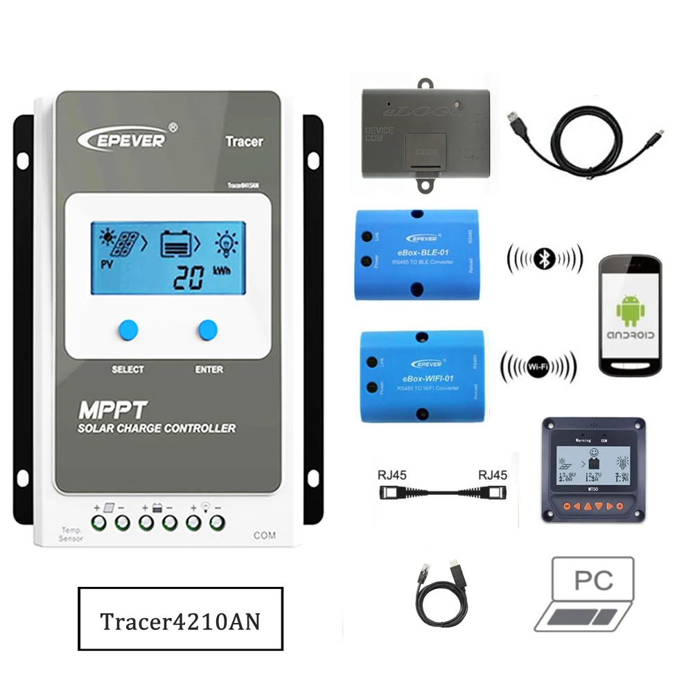 Контроллер заряда солнечной батареи Tracer4210AN 40A MPPT 4210AN 4210A приблизительный Bluetooth