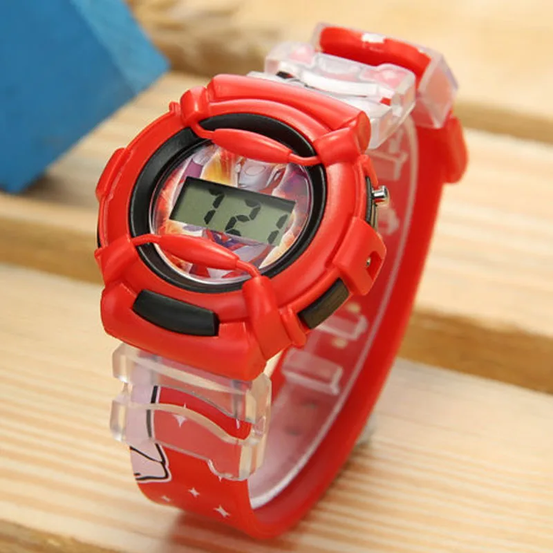 3D Led Цифровой Проектор Мультфильм супер мужчины Часы Дети Наручные Мальчики