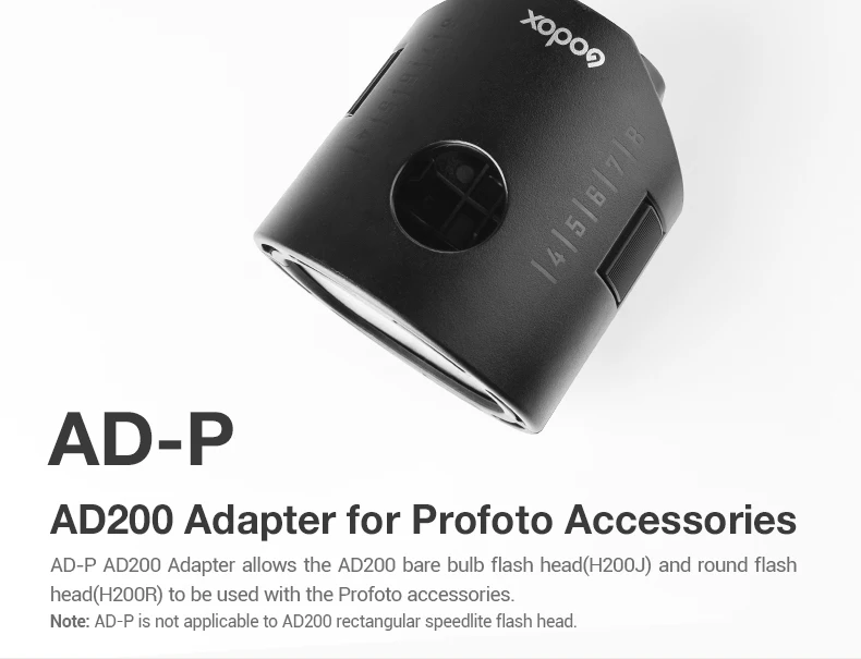 Godox AD-P AD200 Flash lightING Effect аксессуары адаптер для вспышки AD200 Speedlight Profoto Shoot аксессуары