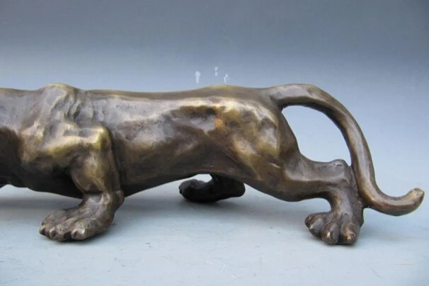 ZSR USPS to USA S3318 Chinese Refined Art Pure Bronze Copper animal leopard panther Cheetah Statues | Дом и сад