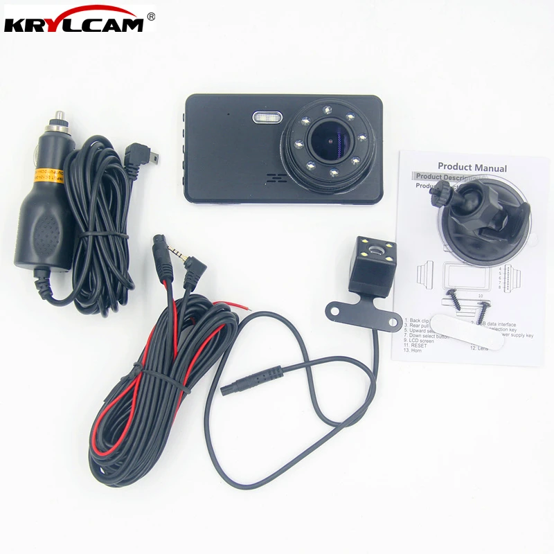 Krylcam 4 0 дюйма 1080P двойной объектив Full HD Автомобильный видеорегистратор камера 170