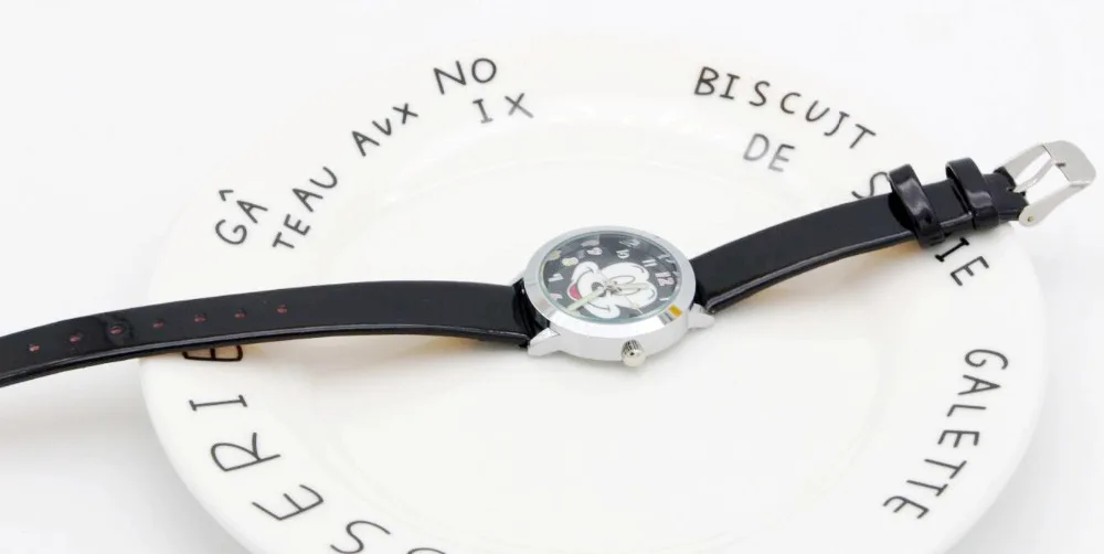 Модные часы с милым мультяшным рисунком кварцевые наручные детские кожаные