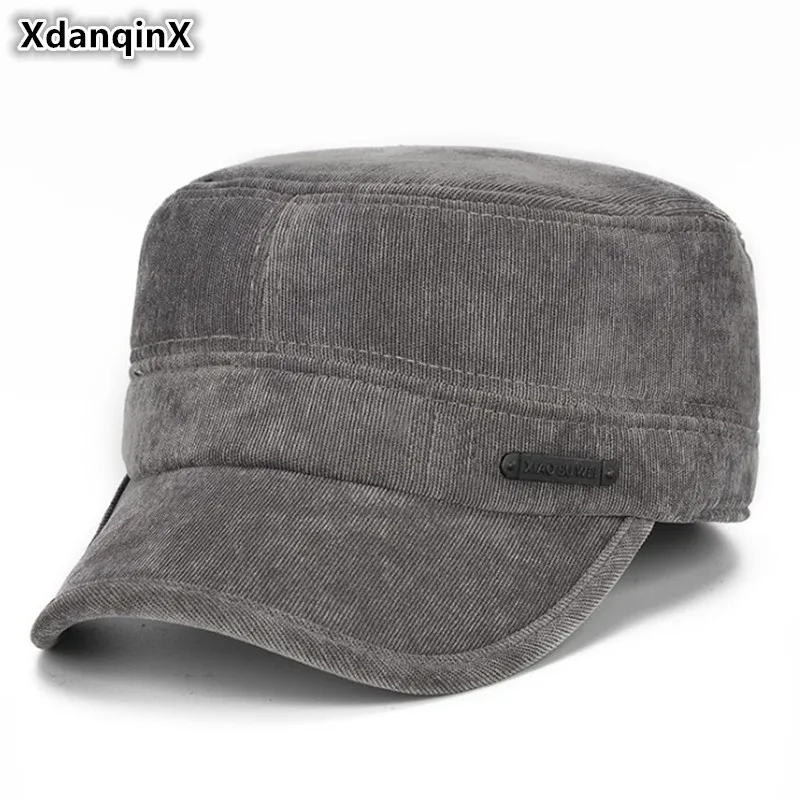 Плоская зимняя шапка XdanqinX Толстая Теплая мужская армейская в стиле милитари с
