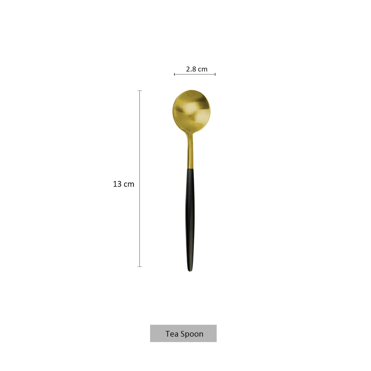 Tea Spoon 18/10 нержавеющая сталь набор посуды с черной ручкой Золотой столовый набор для кухни Обеденный нож, вилка, набор Чайной Ложки Посуда Прямая поставка - Цвет: Tea Spoon