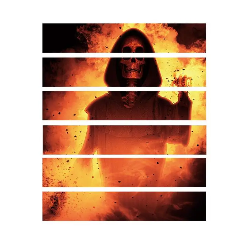 2019 Хэллоуин украшения страшный череп наклейки на ступеньки дорожные знаки Пламя