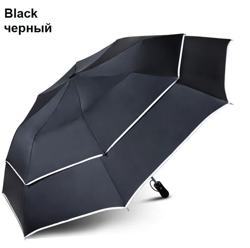 Black Двойной ветрозащитный бизнес-зонтик для гольфа, мужской, дождевой, женский, подарок, бренд, большой, 2 складных зонта, полуавтоматический, для путешествий, Paraguas - Цвет: Black