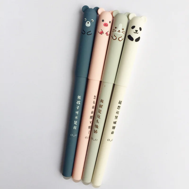 Cartoon Animals Erasable Pen 0.35mm Cute Panda Cat Magic Pens Kawaii Gel For School Writing Novelty Stationery Girls Gifts | Канцтовары