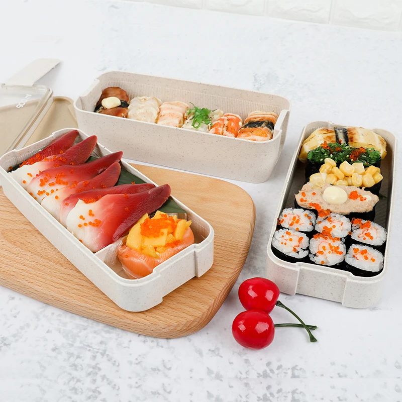 900 мл 3 х слойная коробка Bento Ланч бокс пищевой контейнер материал пшеничной