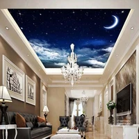 custom large 3d zenith ceiling fresco modern starry sky moon nature wallpaper restaurant clubs ktv bar ceiling mural home decor