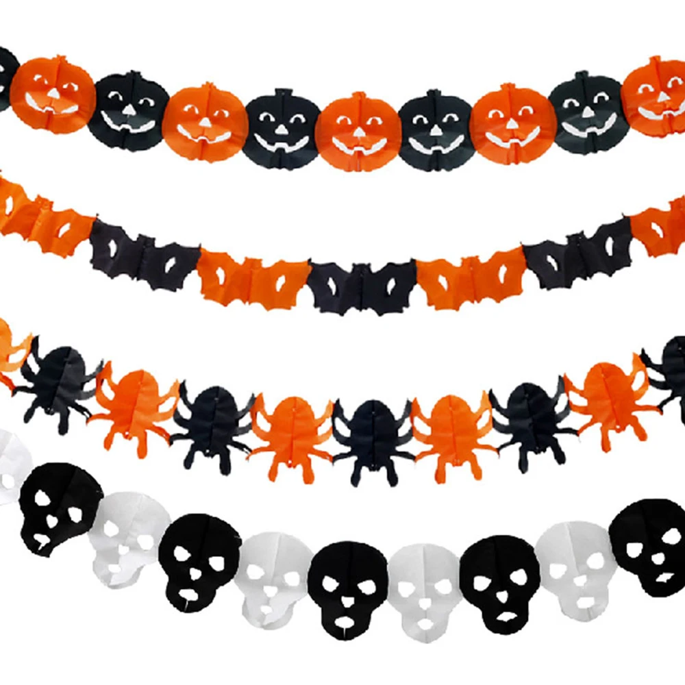 Хэллоуин бумага 3 м цепочка с тыквой гирлянда украшения тыква летучая мышь