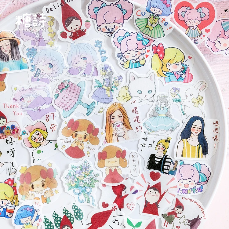 Kawaii Wonderland девушка декоративные наклейки из бумаги васи Скрапбукинг палочка этикетка канцелярские наклейки для дневника, альбома