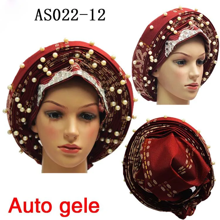 Новейшая Свадебная шляпка ASO OKE головной галстук золотой нигерийский уже сделанный модный головной убор для вечеринок для свадебной вечеринки тюрбан для женщин