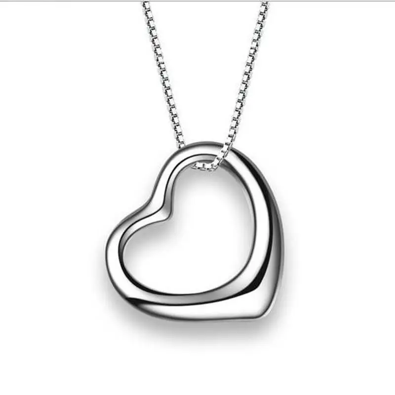 

Fashion Heart Pendant Girls Necklace Jewelry Top Quality Silver 925 Chain Choker Necklace For Women Accessories On Neck