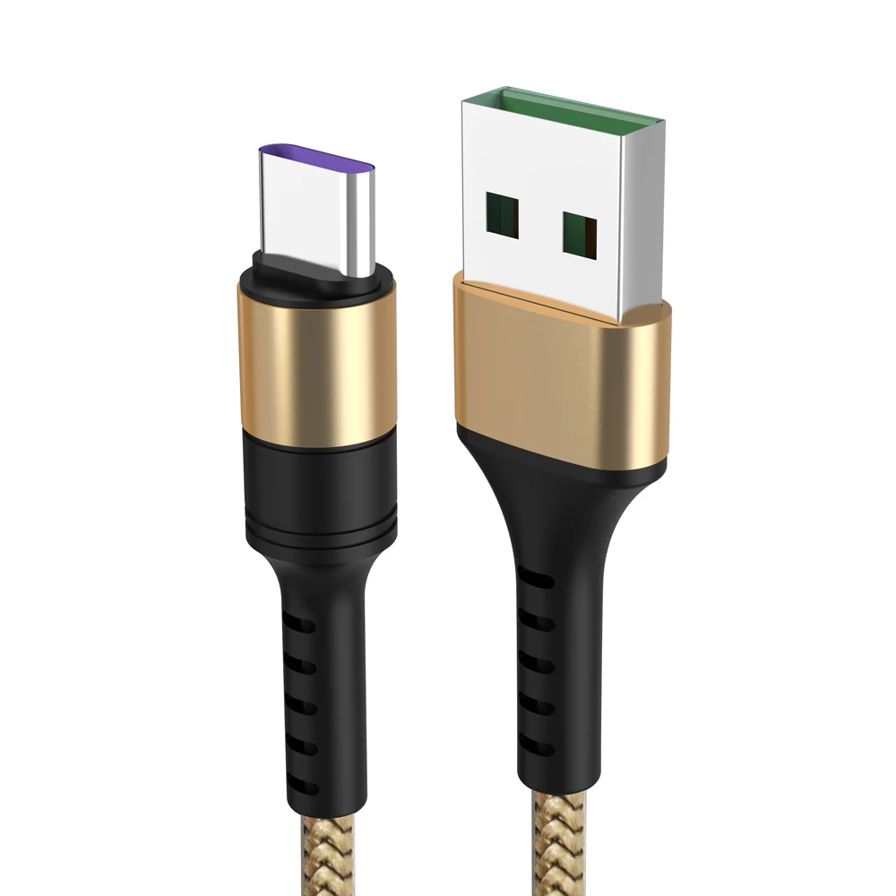 Gold 5A Тип C Usb зарядный кабель Usb для быстрой зарядки 3,0 5V 4A/3A/2A Usb Зарядное устройство кабель Android для samsung A8 A9 Xiaomi Mi9 Mi8 Se huawei Honor - Цвет: Gold