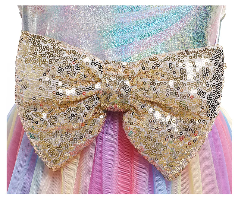 Единорог платье для маленьких девочек От 2 до 10 лет на день рождения Радужное с