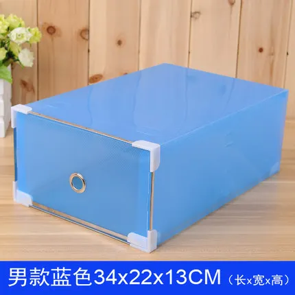Blue 34X22X13CM НОВИНКА, 5 шт. экологическое место для хранения обуви, коробка, кейс, прозрачное пластиковое хранилище, коробка, прямоугольный РР органайзер для обуви, утолщенный, выдвижные ящики для обуви - Цвет: Blue 34X22X13CM