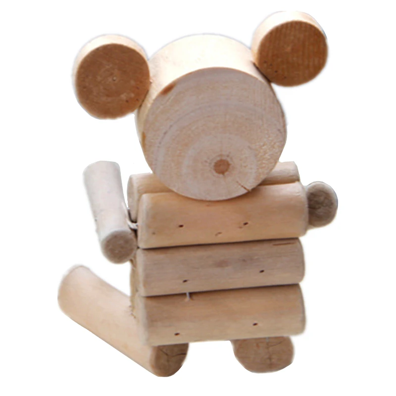 VILEAD 6.2'' Cute Wood Bear Figurines Handmade Wooden Decoration Cartoon Animal Model Vintage Home Decor Gift for Kids | Дом и сад