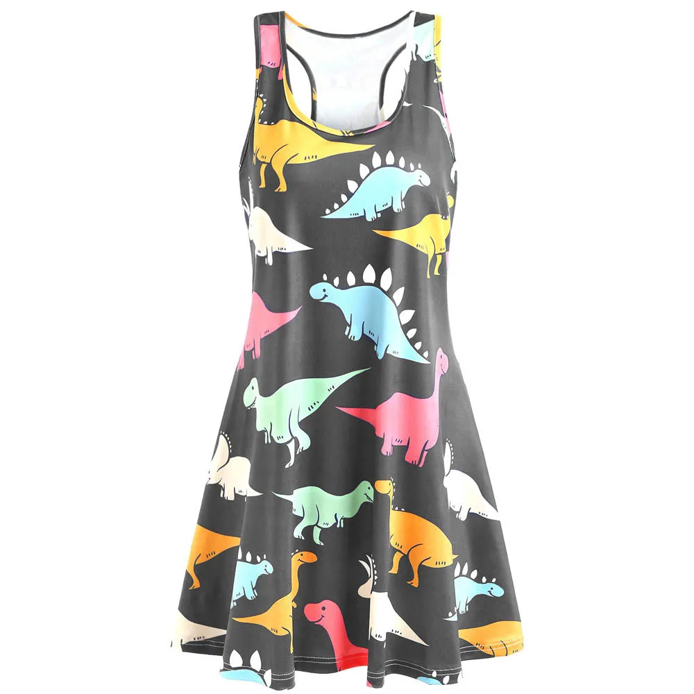 2019 новейшая одежда женские платья без рукавов дамское пляжное платье с принтом