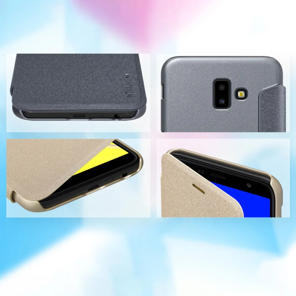 Кожаный чехол NILLKIN для Samsung Galaxy J6 Prime Plus деловая задняя крышка флип-чехол телефона