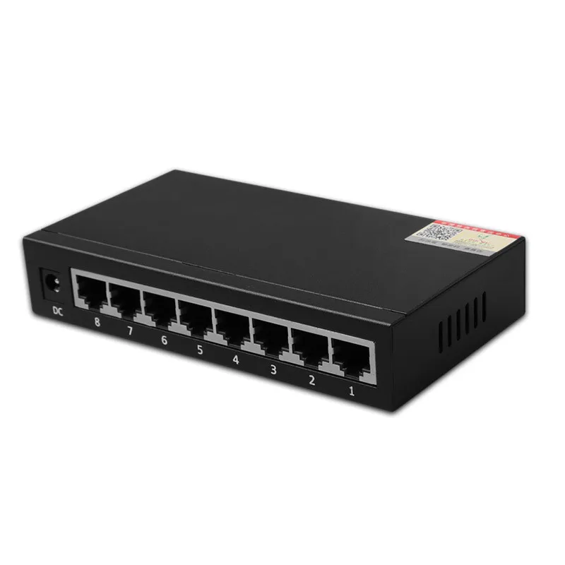 Сетевой коммутатор 10/100/1000 Мбит/с 8 Порты RJ45 концентратора Gigabit Ethernet LAN адаптер расширение с черный металлический корпус разъема стандарта ЕС и США
