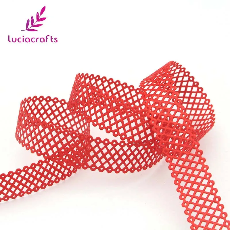 Lucia crafts 2,2 см многоцветные сетки Лента кружевная отделка DIY шитье скрапбукинг ручной работы материал украшения 2y/лот P0602 - Цвет: Red