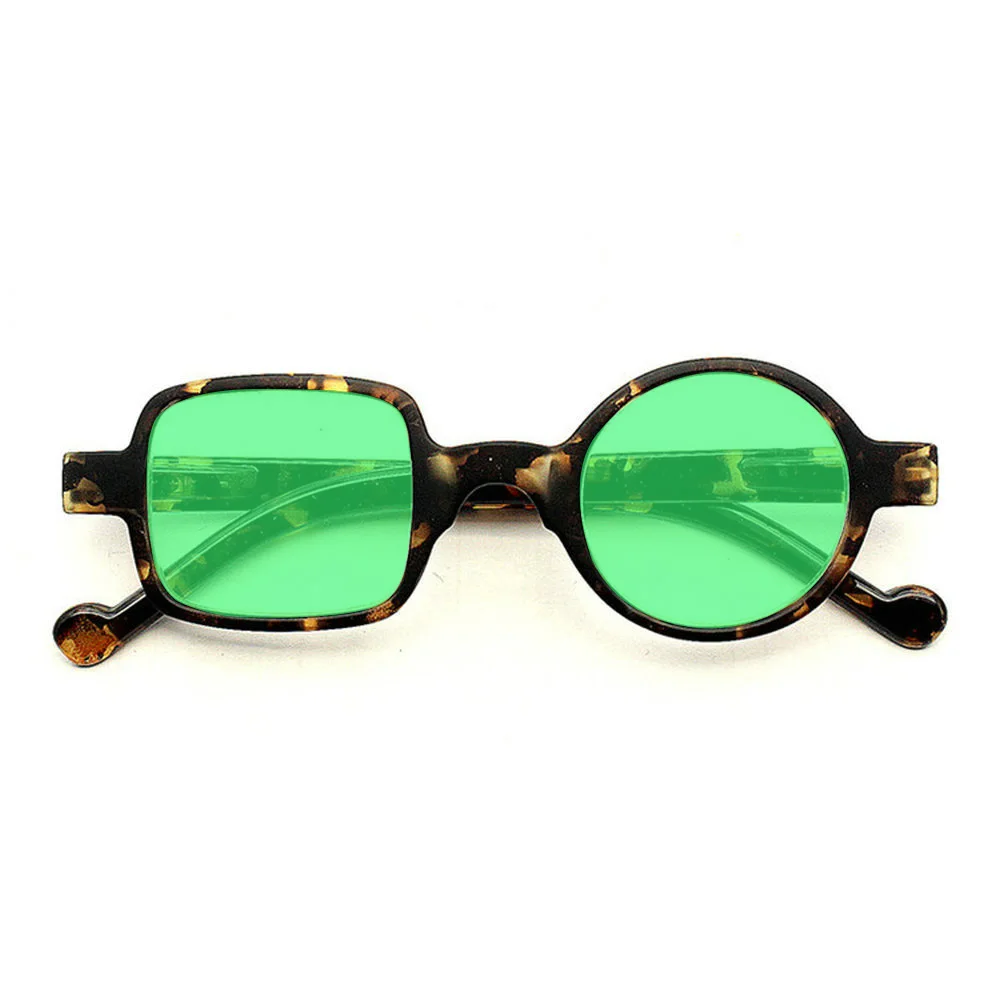 leopard green MINCL/ хип-хоп ретро маленькие круглые солнцезащитные очки для женщин, модные, в стиле рок, панк, мужские солнцезащитные очки с уникальной оправой на заказ UV400 NX - Цвет линз: leopard green