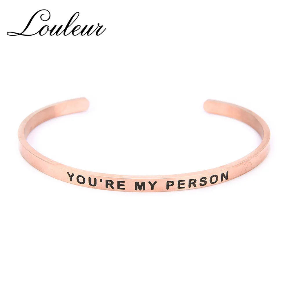 LOULEUR 4 мм ширина You're My Person браслет из нержавеющей стали с надписями снаружи