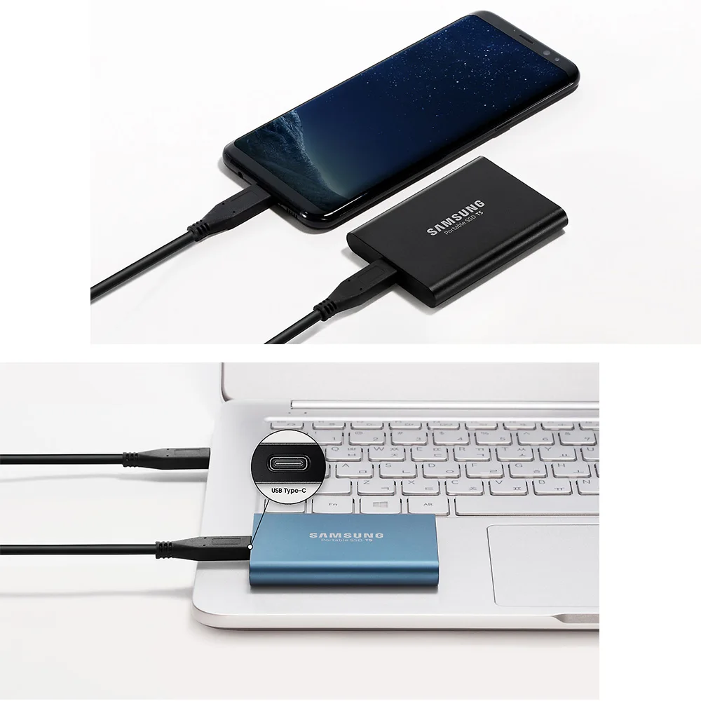 SAMSUNG T5 внешний SSD 1 ТБ твердотельный HD жесткий диск USB 3 Gen2 (10 Гбит/с) и обратная
