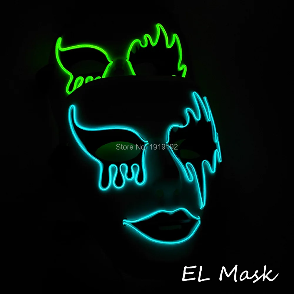 Светодиодный светильник маска Glow звуковая активация EL хоррор с рожицей карнавал