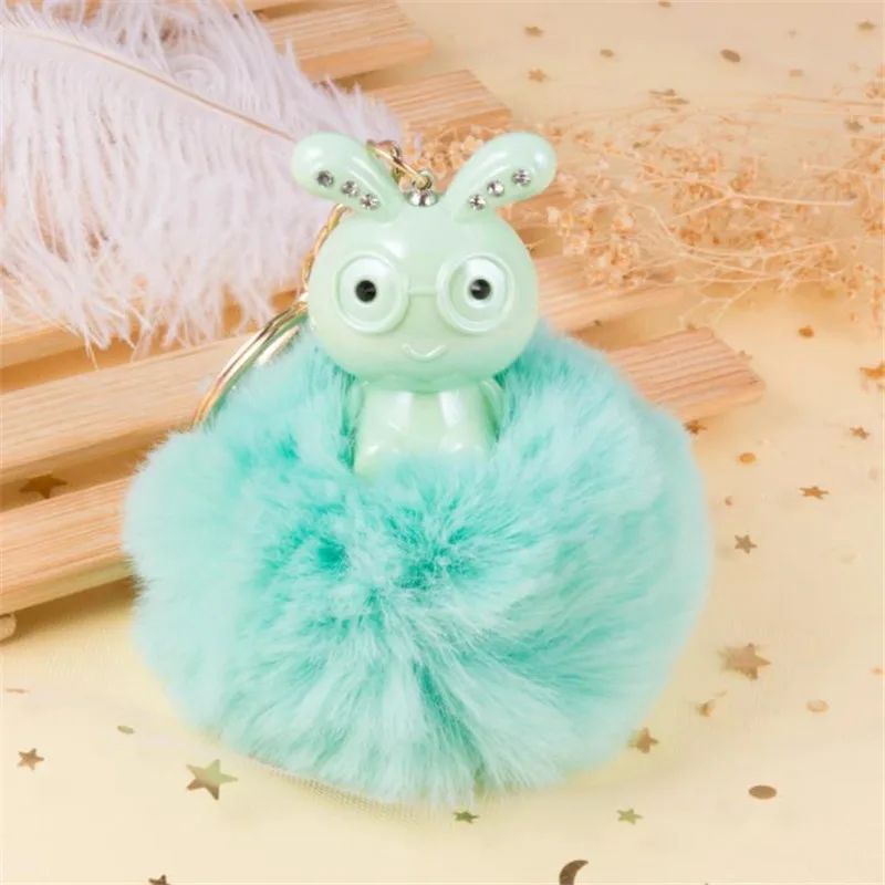 Cute ute rabbit diamond long eared plush keychain pendant toy ladies car christmas birthday gift |