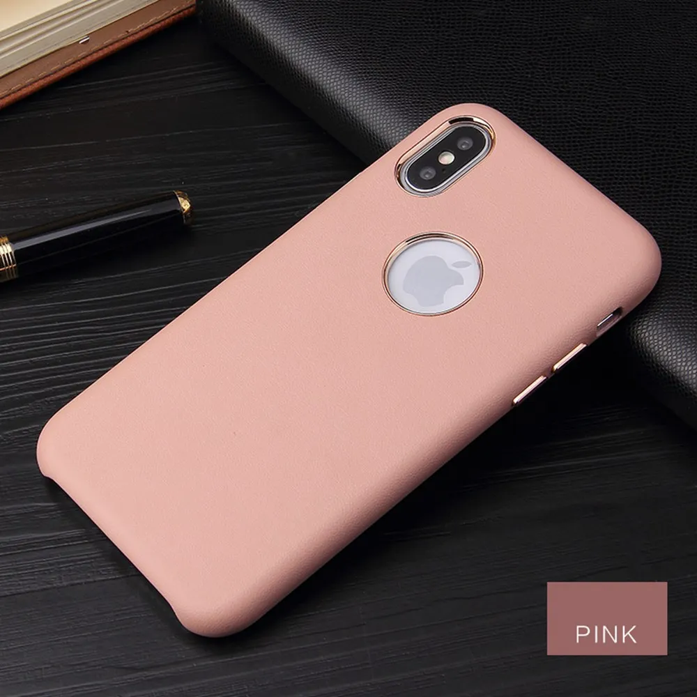 Pink With Logo Hole Кожаный чехол в стиле ретро для iPhone X XS MAX XR 8 7 Plus 6 6 S, бархатный чехол с логотипом, чехол с отверстием для iPhone 6 Plus, тонкий противоударный чехол, Fundas - Цвет: Pink With Logo Hole