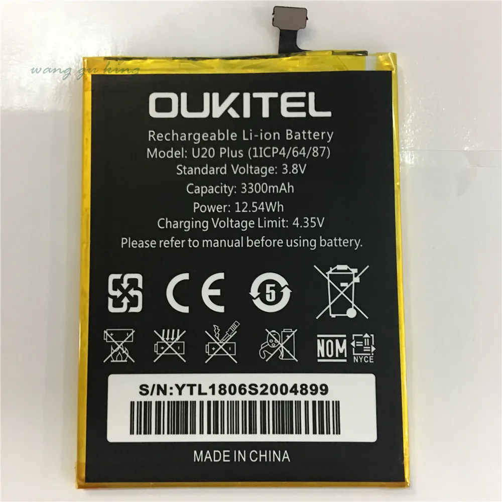 

100% Original Oukitel U20 Plus Battery Replacement New High Quality Capacity 3300mAh Battery for Oukitel U20 Plus