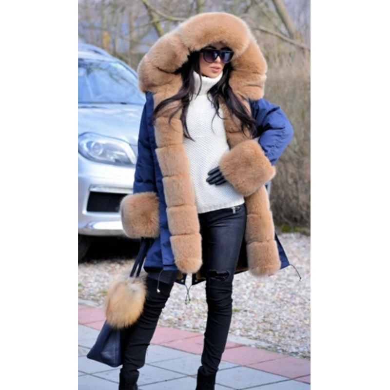 Tatyana Furclub New Arrival Women Parka With Natural Fox Fur Collar Real Fur Coat Winter Fur Jacket Thick Warm Outwear Trendy