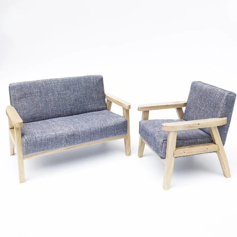 1:6 миниатюрный кукольный домик диван деревянный серая мебель игрушки для кукол