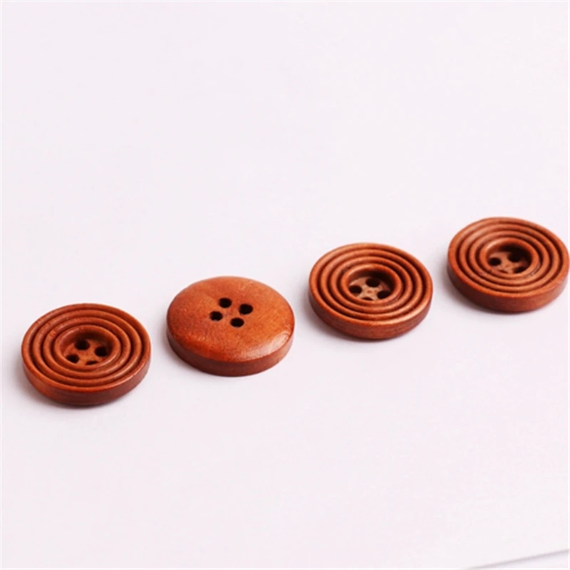 Круглые 4 отверстия винтажные пуговицы из натурального дерева цвет Скрапбукинг