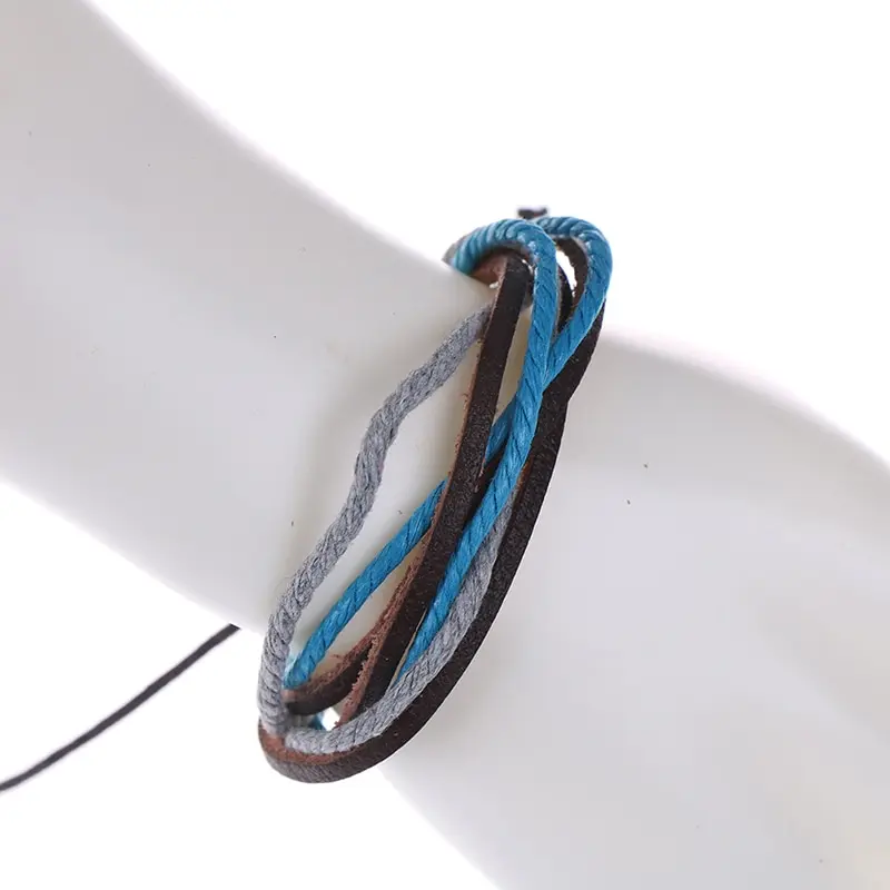 Vintage Male Leather Bracelets Bangles 19cm Black Brown Braided Rope Fashion Wrist Band Bracelet Men Jewelry Gift | Гибкие и жесткие