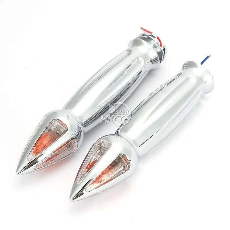 1 &quotХромированная Шипованная рукоятка мотоцикла с поворотниками Для Kawasaki Honda Yamaha