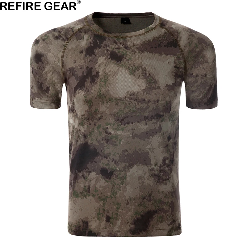 Refire gear уличная камуфляжная футболка мужская с коротким рукавом Футболка с круглым вырезом дышащая быстросохнущая ACU походная футболка для кемпинга