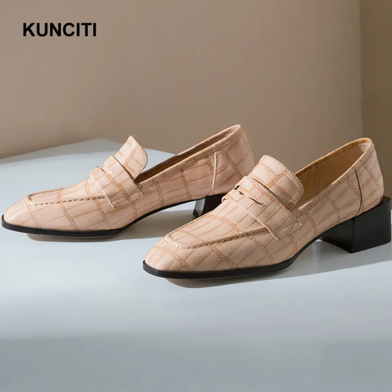KUNCITI/; Туфли-лодочки; женская обувь; женские офисные туфли из тисненой кожи; Туфли Mary Jane с квадратным носком; официальная обувь в европейском стиле; Lotita; G941