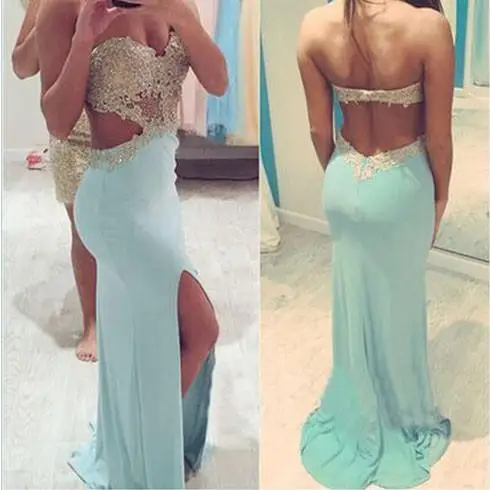 Beading Mermaid Front Slit Long Prom Dresses Backless Lace Applique Sexy Evening Gown Dress Vestido De Fiesta | Свадьбы и торжества