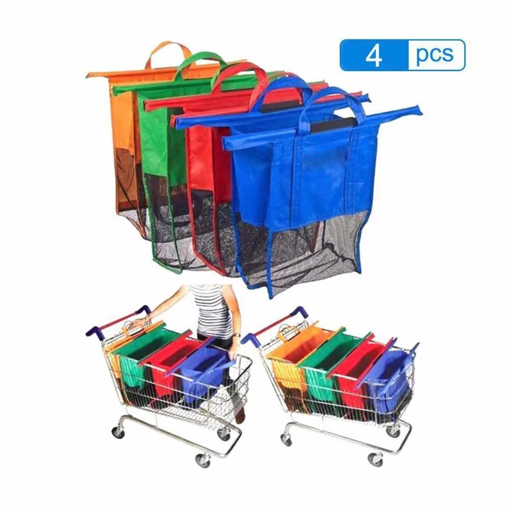 Dropship 4 шт./компл. многоразовые тележка для супермаркета хозяйственные сумки для хранения складные многоразовые сумки для похода по эко-магазин сумки из натуральной кожи сумки