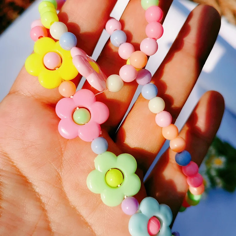 2019 Модные Акриловые Конфеты Ожерелье Браслет Набор для ребенка цветок богемский