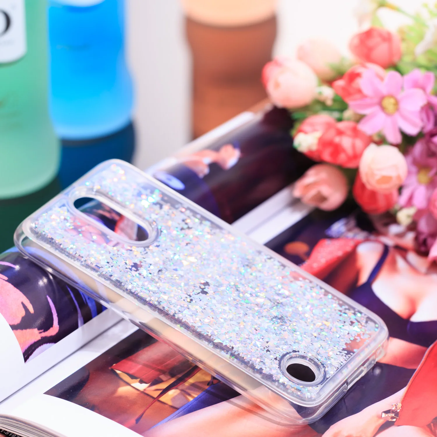 Роскошный блестящий чехол для LG K10 2017 Мягкий силиконовый с кристаллами блестки