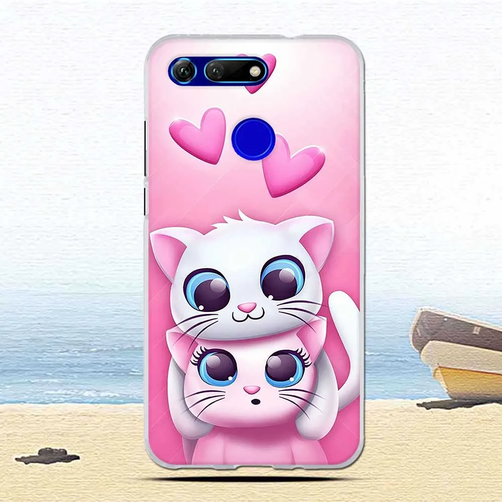 Soft Capa For Honor View 20 V20 Phone Cases Cute Cats Painted Case Fundas Huawei Protective Back Bag |