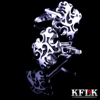 kflk luxury shirt cufflink for mens brand cuff button black retro cross cuff link high quality gemelos abotoadura jewelry