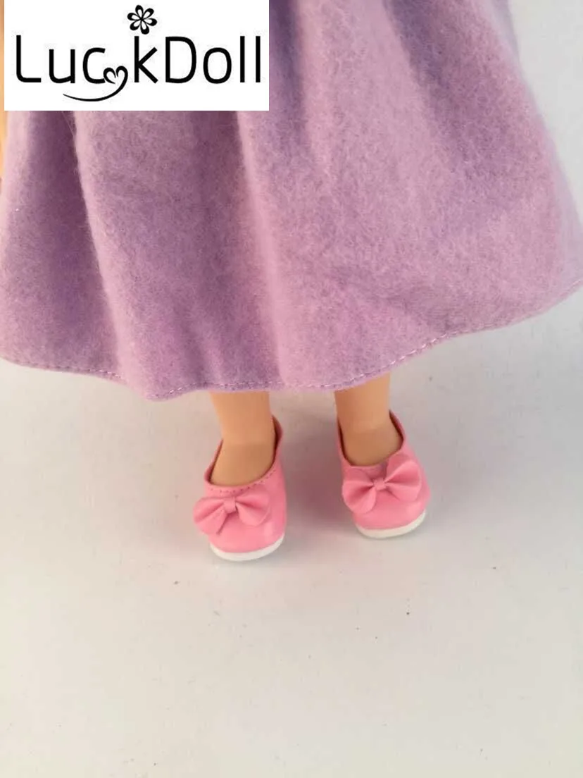 LUCKDOLL кожаная обувь с бантом подходит для американской куклы размером 14 5 дюйма