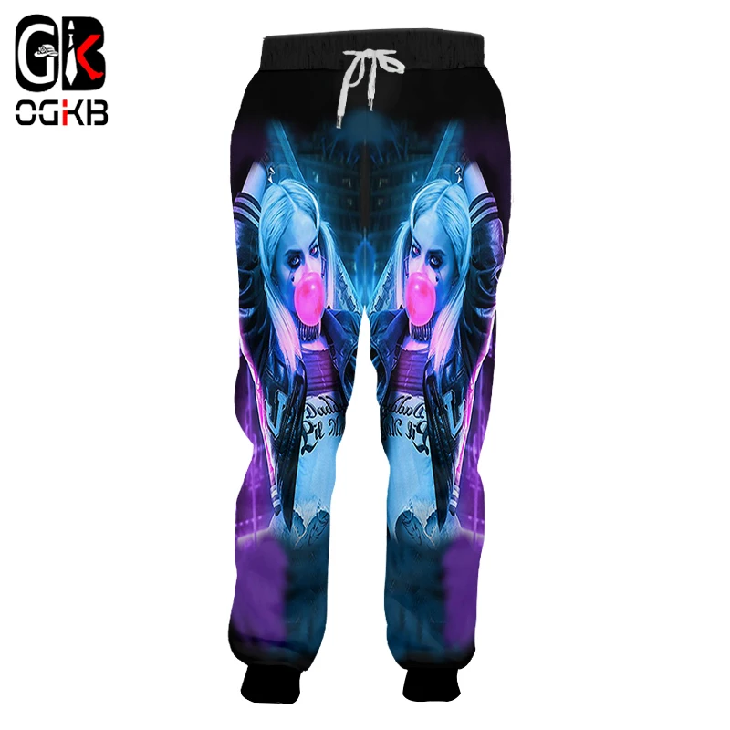 

Джоггеры OGKB для мужчин и женщин, повседневные облегающие штаны с 3D-принтом аниме в стиле Харадзюку, Осенние