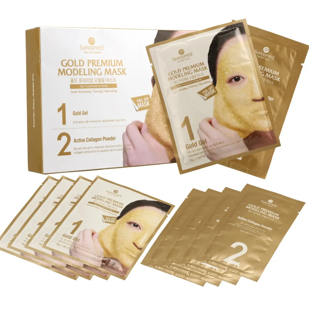 5pcs  SHANGPREE Gold Premium Modeling Mask Peel Off Gel Facial Mask