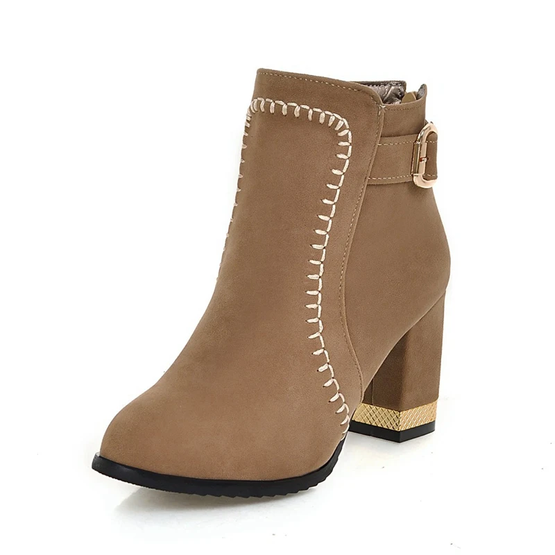 ENMAYER Woman Ankle Boots Casual Shoes Suede Footwear Square Toe Autumn Winter High Quality Fashion CR474 | Обувь