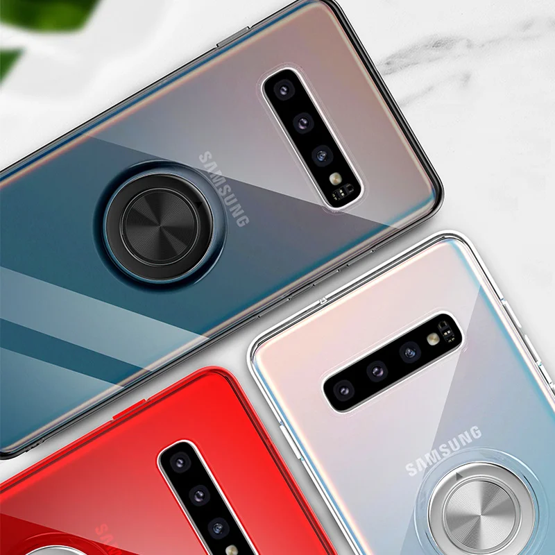 For Samsung Galaxy S10 S9 S8 Plus Magnetic Ring Transparent Soft Silicone Phone Cover Case Note 8 9 S10e Coqa | Мобильные телефоны
